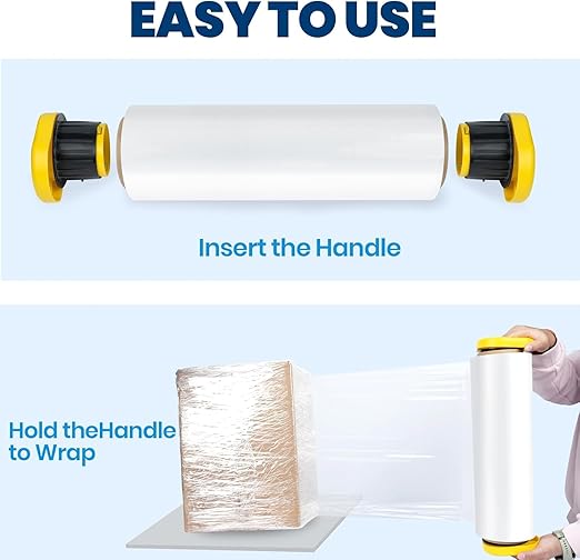 Adhes Recyclable Stretch Wrap Film with Handle, 15 Inch x 1000 Feet, 4Rolls Heavy Duty Plastic Pallet Wrap for Furniture Moving, Luggage Packing, Pallet Wrap, Eco-Friendly, Tear Resistant