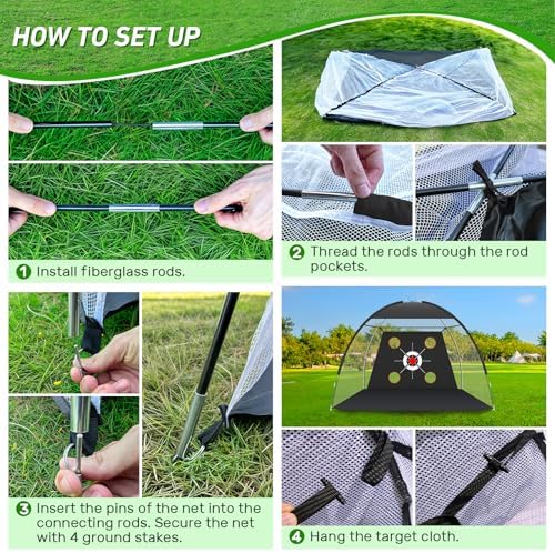 Golf Net, 10x7FT with Golf Practice Mat, Hitting Aid Nets - Image 3