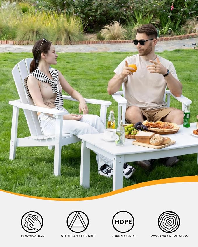 Adirondack Coffee Table, All-Weather HDPE, | 47.2" x 22.7" x 17", 304 stainless - Image 4