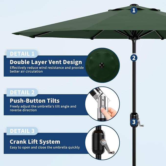 9FT Patio Umbrella Outdoor - Image 2