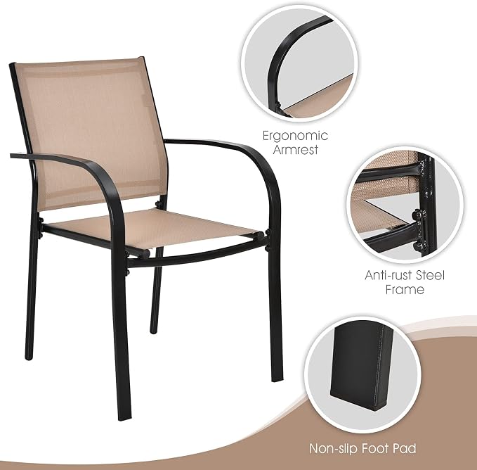 GIANTEX Set of 4 Outdoor Patio Chairs, Stackable Lawn Chairs - Image 7