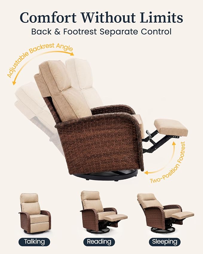 Resort-Grade Recliners Patio Furniture, 6.2" Ultra Thick Cushions | Heavy Duty - Image 4