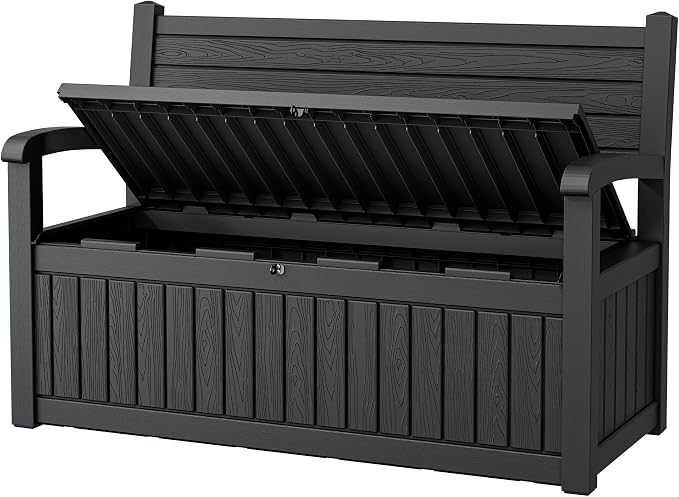 80 Gallon Deck Box Outdoor Storage Box Waterproof, Outdoor Storage Bench by Unknown