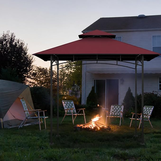 5x8Ft Grill Gazebo Replacement Top, Burgundy Canopy Top Cover Only | - Image 7