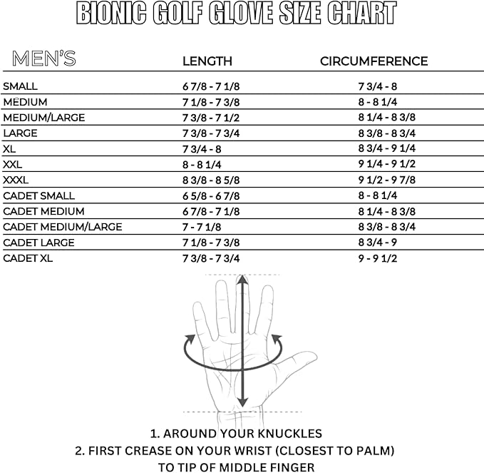 Bionic Men's StableGrip 2.0 Grey Golf Glove - Made from Premium Cabretta Leather