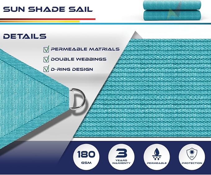 Windscreen4less 18' x 18' x 18' Sun Shade Sail Triangle Outdoor Canopy Cover UV - Image 3