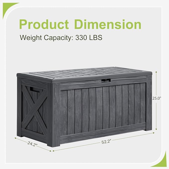 Greesum 120 Gallon Deck Box, Resin Outdoor Storage Container, Garden Tools - Image 7