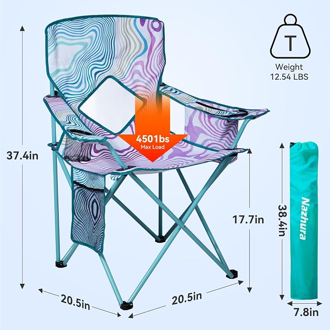 Nazhura 2 Pack Outdoor Camping Chairs Folding/Foldable/Portable - Image 3