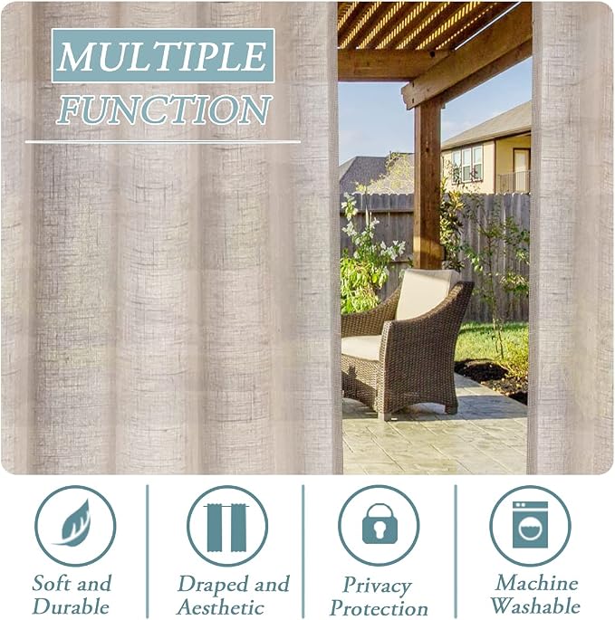 H.VERSAILTEX Outdoor Linen Sheer Curtains - Image 6