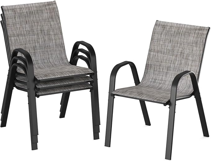Patio Chairs Set of 4, Stackable Outdoor Chairs by Ningering
