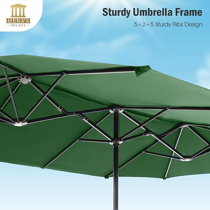 13 ft Large Double-Sided Patio Umbrella, Outdoor Umbrella, Mint | HERA'S PALACE - Image 4