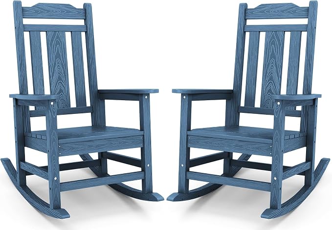 SERWALL HDPE Oversized Outdoor Rocking Chairs Set of 2, Patio Rocker, All by SERWALL