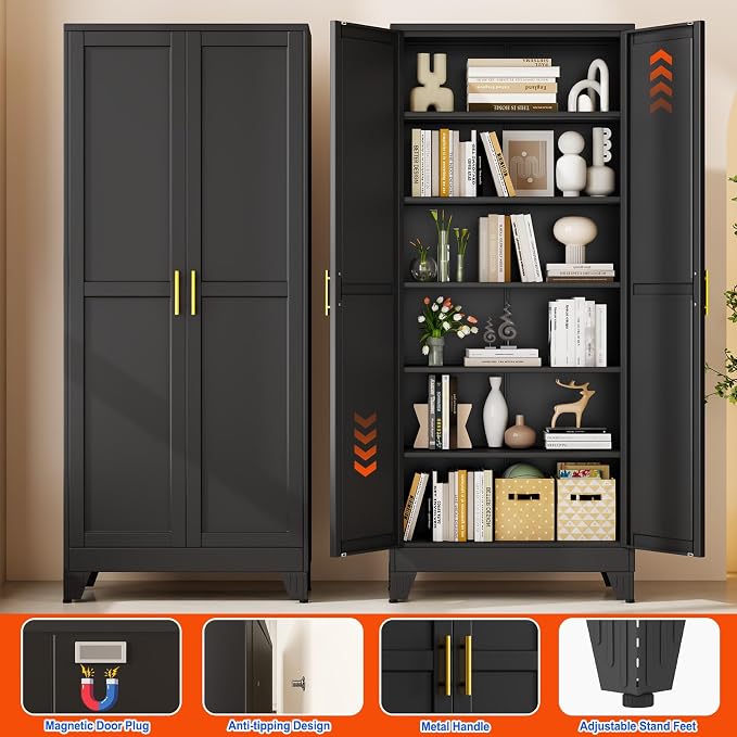 GAIOUS 75''Tall Metal Garage Storage Cabinet, File Cabinet - Image 7