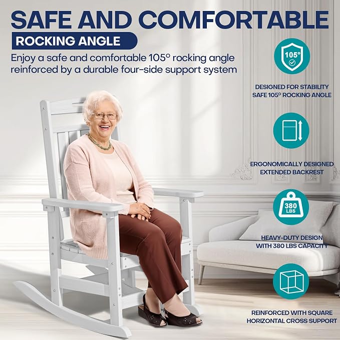 Oversized HDPE Outdoor Rocking Chair Set of 2, All-Weather, Extra Large & Extra - Image 5