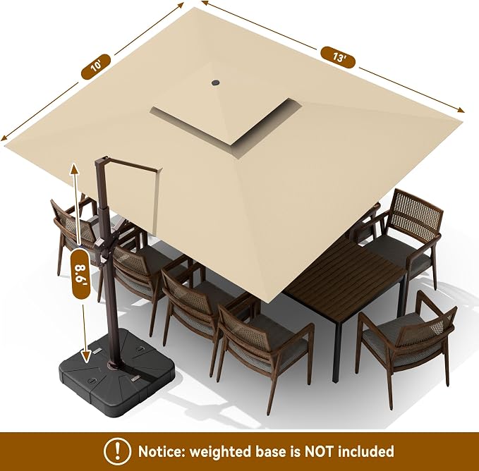 10x13FT Cantilever Patio Umbrella - Image 8
