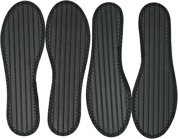 Happystep Cotton Terry Cloth Insoles, Barefoot Shoe Inserts, Sweat Absorption, Odor Control, Moisture-Wicking, Washable and Reusable, Zero Drop Shoe Insoles, 2 Pairs of Black (Men Size 12)