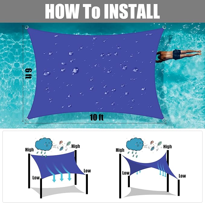 Neween Waterproof Sun Shade Sail Rectangle UV Block Canopy - Image 5