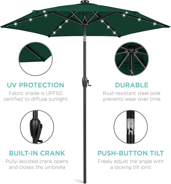 Best Choice Products 7.5ft Solar Umbrella LED Lighted Patio Umbrella, Table - Image 5