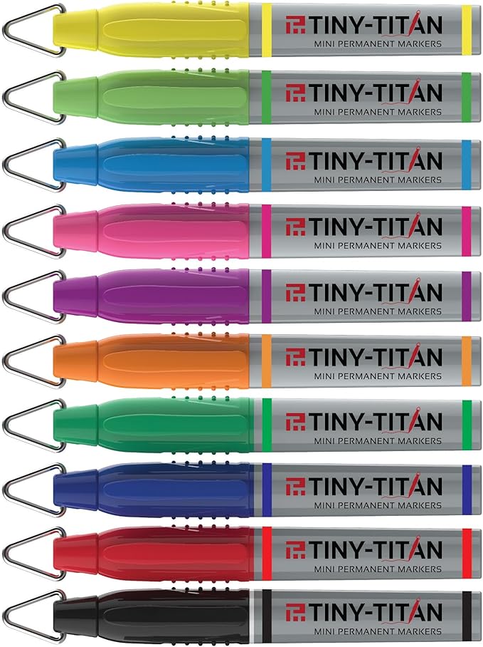 Tiny-Titan Mini Markers, Keychain Clip, Golf Ball Marker, Clip On Nurse's Badge - LIME GREEN Ink - Fine Point - 4 Pens Per Pack
