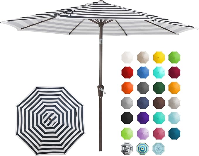 JEAREY 9FT Outdoor Patio Umbrella, Market Umbrella, Tilt & Crank UV Protection by JEAREYOutdoorsCollection