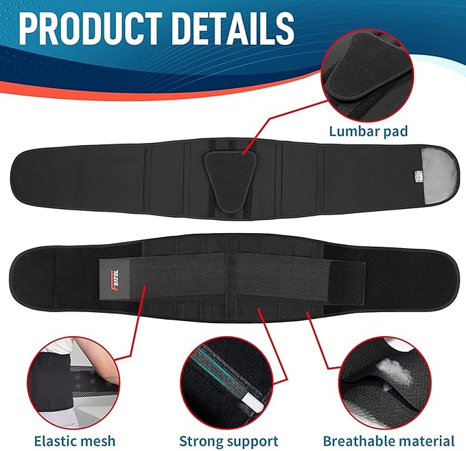 FEATOL Back Brace for Lower Back Pain, Back Support Belt for Women & Men, Breathable Lower Back Brace with Lumbar Pad, Lower Back Pain Relief for Herniated Disc, Sciatica, Scoliosis plus size (Waist