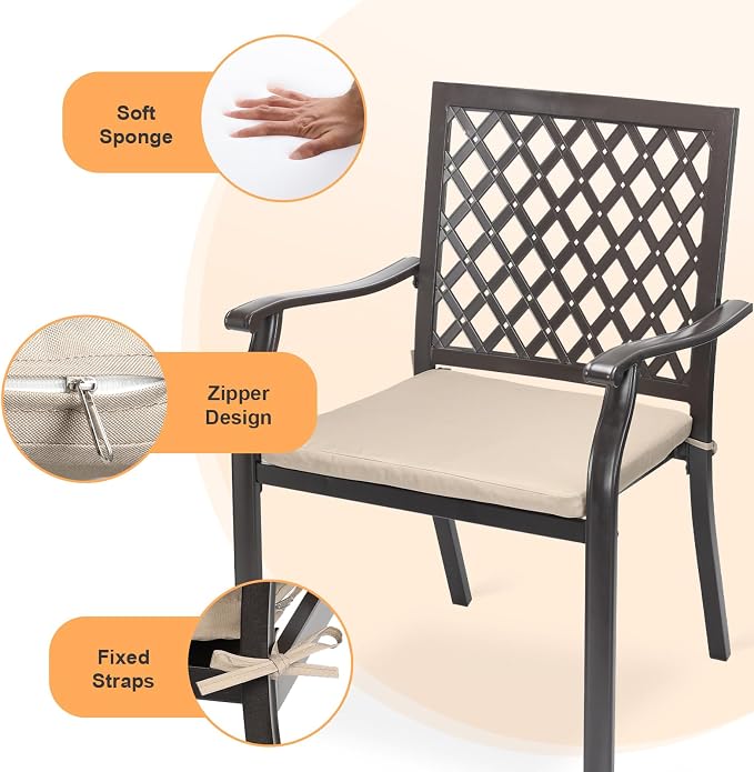Patio Stackable Dining Chairs Set of 6, Outdoor Metal High Back Chairs Set - Image 8