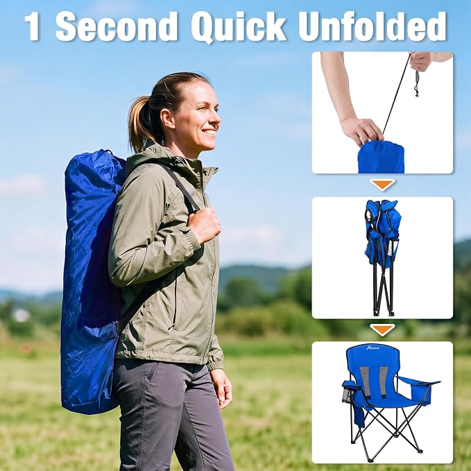 Camping Chairs for Adults 2 Pack, Folding Chair - Image 4