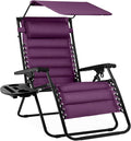 Best Choice Products Oversized Padded Zero Gravity Chair w/Canopy Headrest Cup by BestChoiceProducts