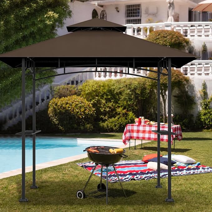 5x8Ft Grill Gazebo Replacement Top, Water-Resistant Fabric, BBQ Gazebo Cover - Image 5
