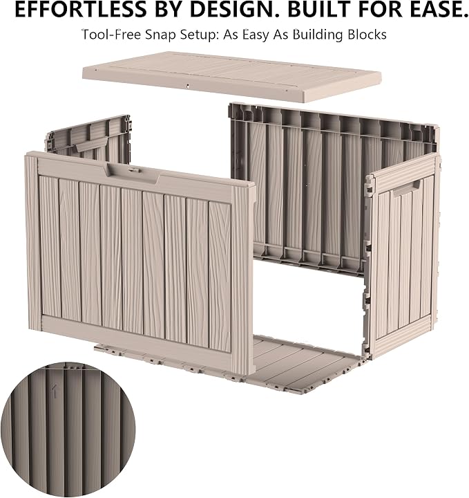 Outdoor Storage Box, 50 Gallon Waterproof Deck Box, Snap-Together Storage Bin - Image 8