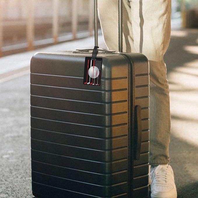 Golf American Flag Luggage Tag Suitcase Identify Labels Personalized Travel Bag Tag 2.5X4.1Inch