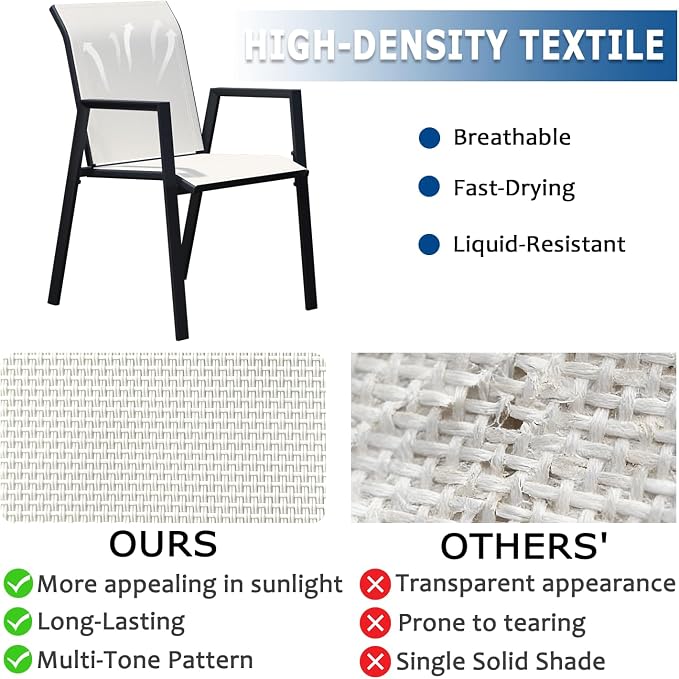 Outdoor Patio Chairs Set of 4, Oyster Beige Stackable Outdoor Chairs, - Image 3