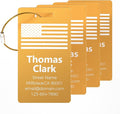 4 Personalized Metal Luggage Tags for Suitcase, Laser Engraved with Text and Logo, Custom Aluminum Name Tags with Stainless Steel Ring, for Travel, Golf Bag, and Baggage (Golden)