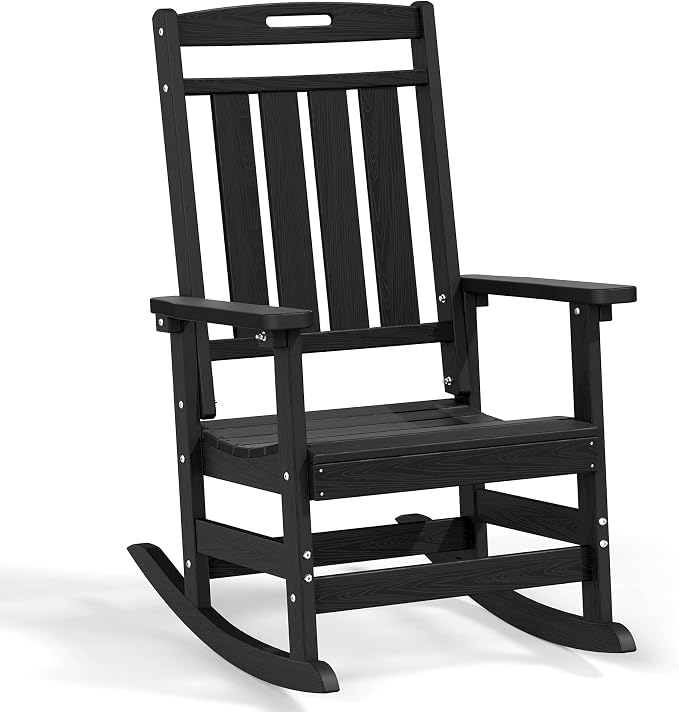 Oversized HDPE Outdoor Rocking Chair, All-Weather Resistant, Extra Large & by Plawdlik