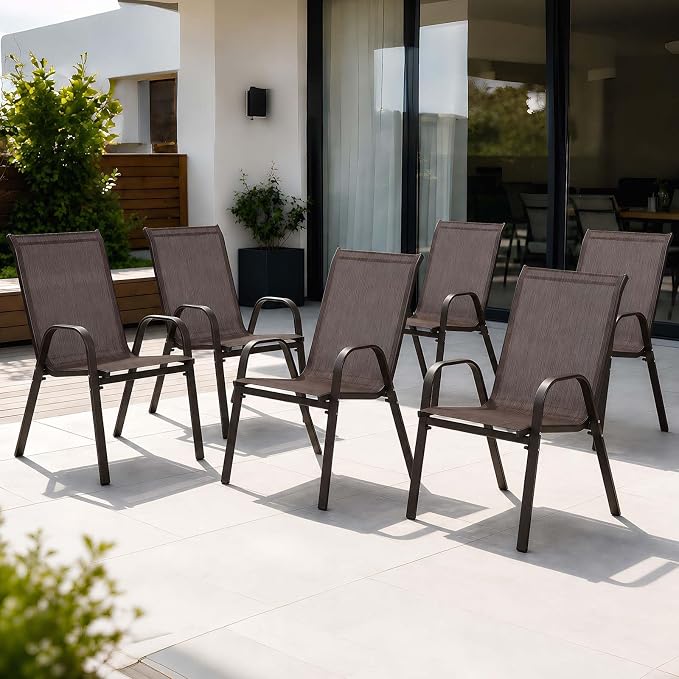 Majnesvon Outdoor Patio Chairs Set of 6, Stackable Patio Chairs, Front Porch by Majnesvon