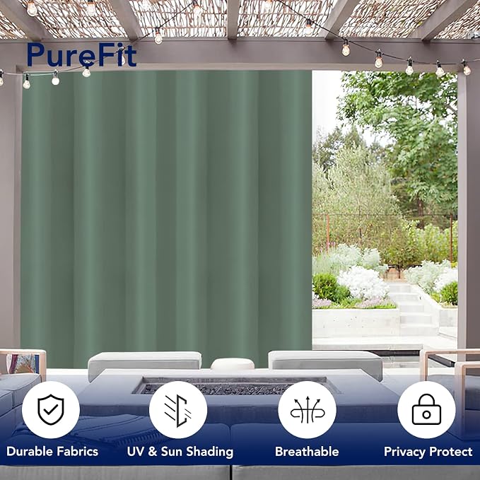 PureFit Outdoor Curtains for Patio Waterproof Weatherproof Outside Curtains | - Image 3