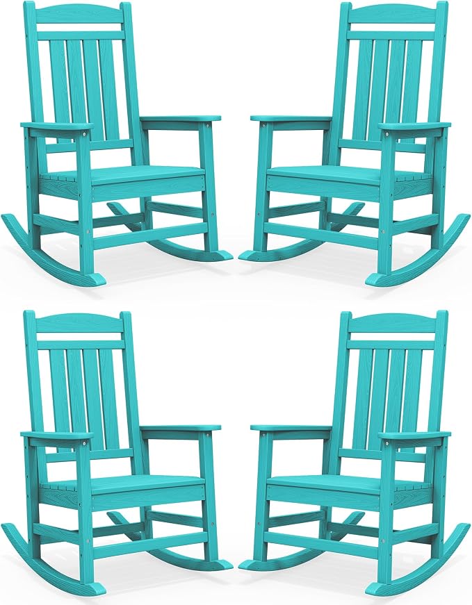 SERWALL Outdoor Rocking Chair Set of 4, Patio Rocking Chair, Aruba | HDPE by SERWALL