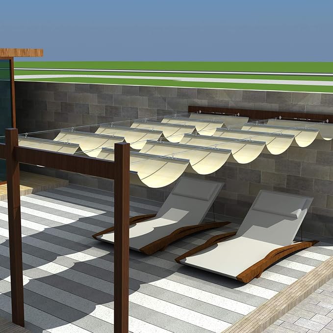 Windscreen4less 3' x 38' Retractable Sun Shade Canopy Cover Sliding Wave Shade - Image 7