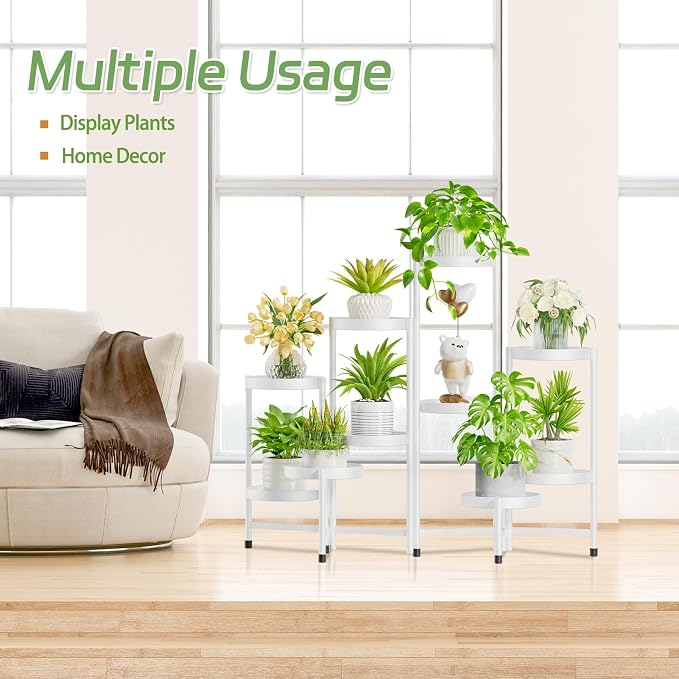 iDavosic.ly Plant Stand Indoor Outdoor, 10 Tier Metal Corner Shelf, Folding - Image 5