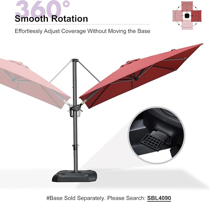 PURPLE LEAF Outdoor Umbrella 8' x 8' Square Premium Sun Protection Terra | - Image 6