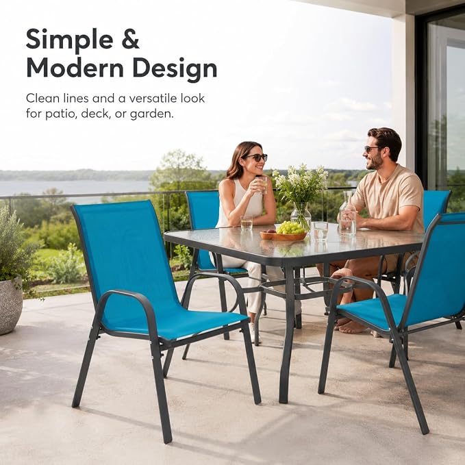 Patio Chairs Set of 4, Stacking Patio Chairs - Image 8