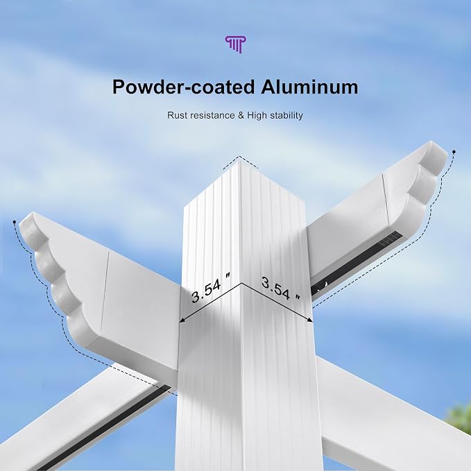 PURPLE LEAF Outdoor Pergola 10' x 13' Aluminum and Sun Shade, Powder coat - Image 4