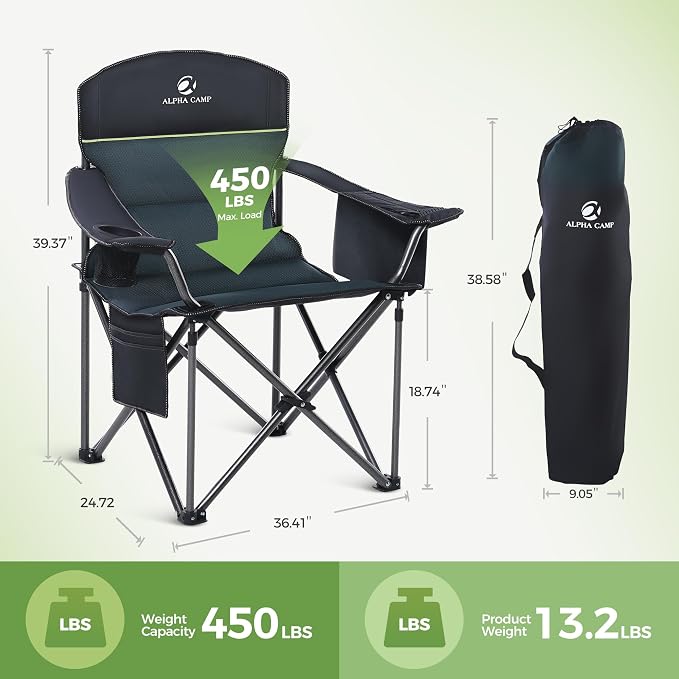 LET'S CAMP Oversized Folding Camping Chair Portable Outdoor Heavy Duty | - Image 3