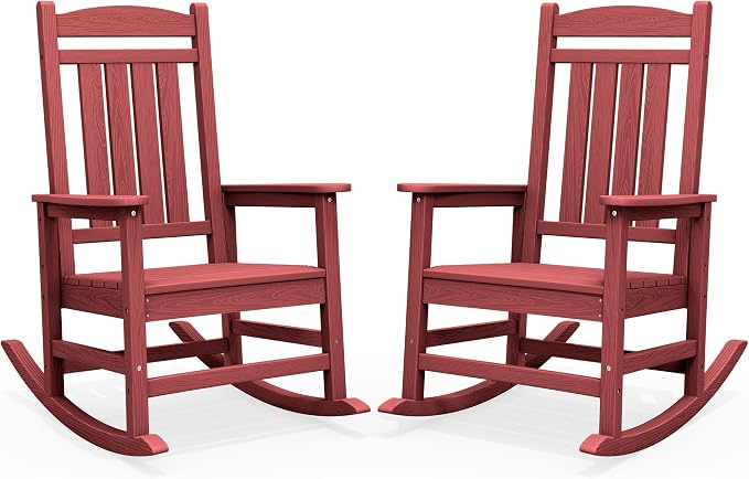SERWALL Outdoor Rocking Chair Set of 2, Oversized Patio Rocking Chair, Porch by SERWALL