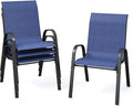 Patio Dining Chairs Set of 4, Outdoor Stackable Chairs, Pool Deck by VonzoyHome
