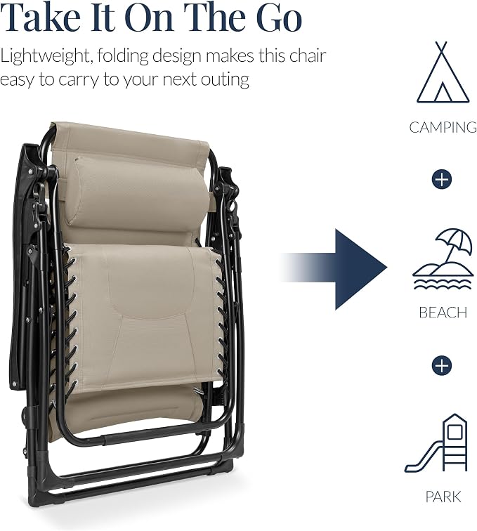 Best Choice Products Oversized Padded Zero Gravity Chair, Folding Outdoor Patio - Image 5