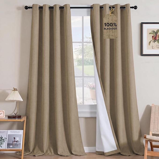 H.VERSAILTEX Linen Curtains 100% Blackout Curtains by HVERSAILTEX