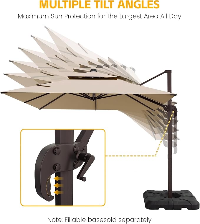 10x10 FT Patio Cantilever Umbrella - Image 6