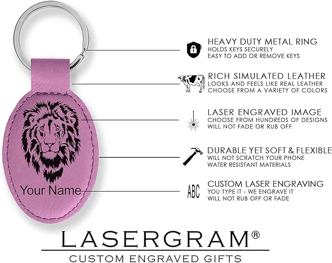 LaserGram Oval Keychain, Golf Ball, Personalized Engraving Included (Pink)