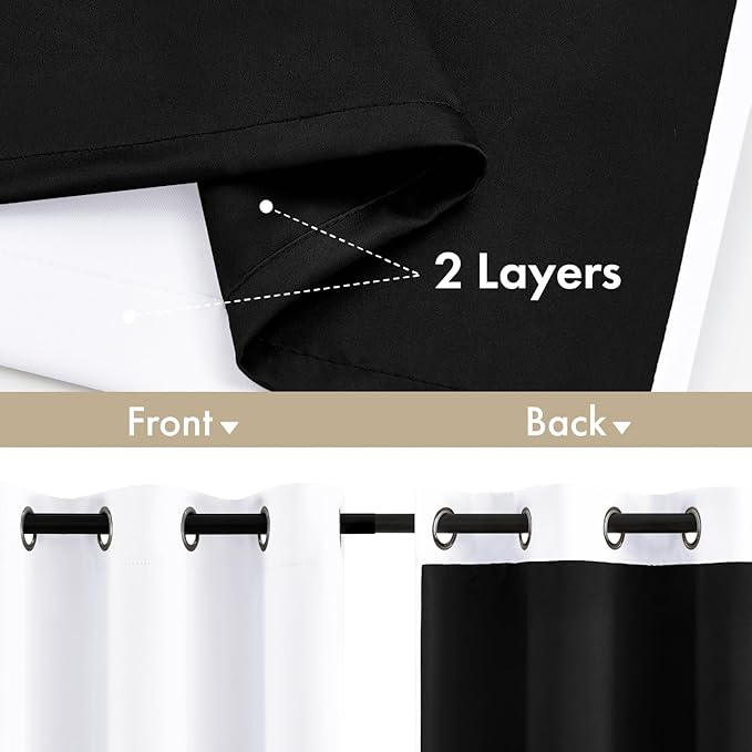 MIULEE White 100% Blackout Short Curtains - Image 3